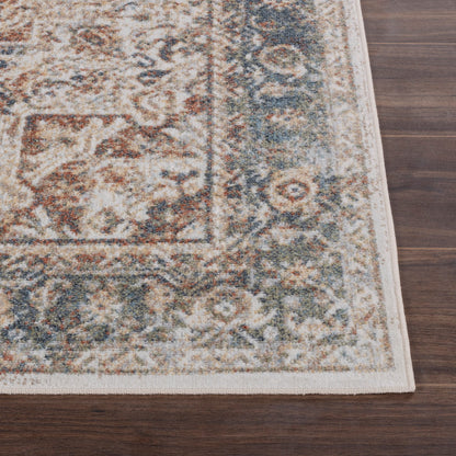 ALORA Machine Washable Traditional Boho Burnt Orange Area Rug Front