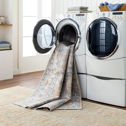 MARION Machine Washable Traditional Boho Oatmeal/Rust Area Rug Styleshot