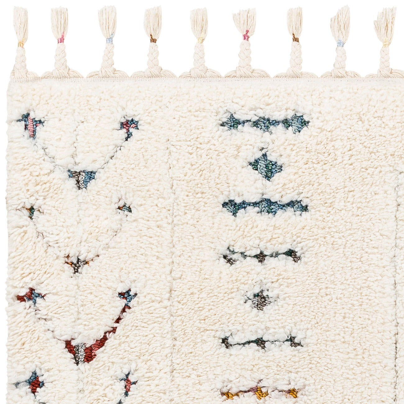 INO Shaggy Modern Boho Plush Pile Cream Area Rug Zoom