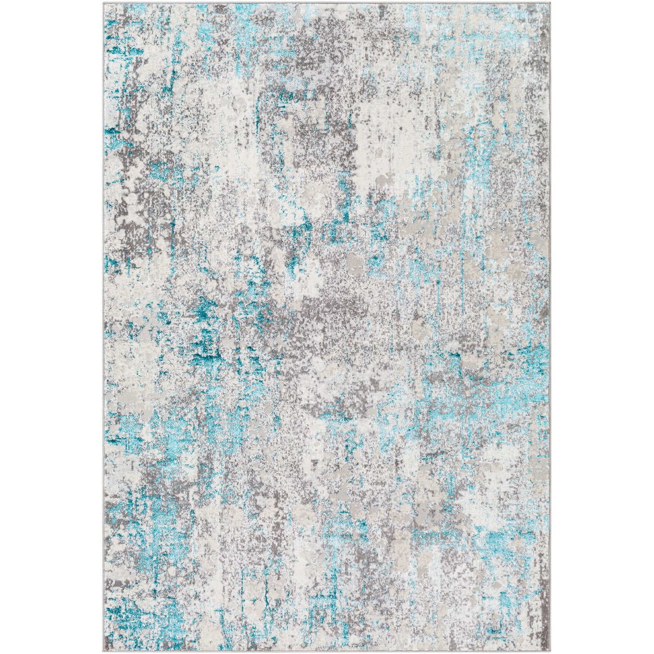 PARKER Abstract Modern Marble Teal Area Rug Flat