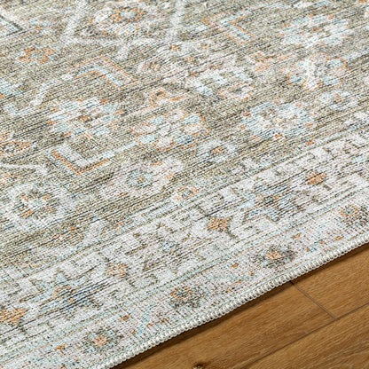 MAHAK Becki Owens x Livabliss Machine Washable Oriental Boho Khaki/Light Silver Area Rug Texture