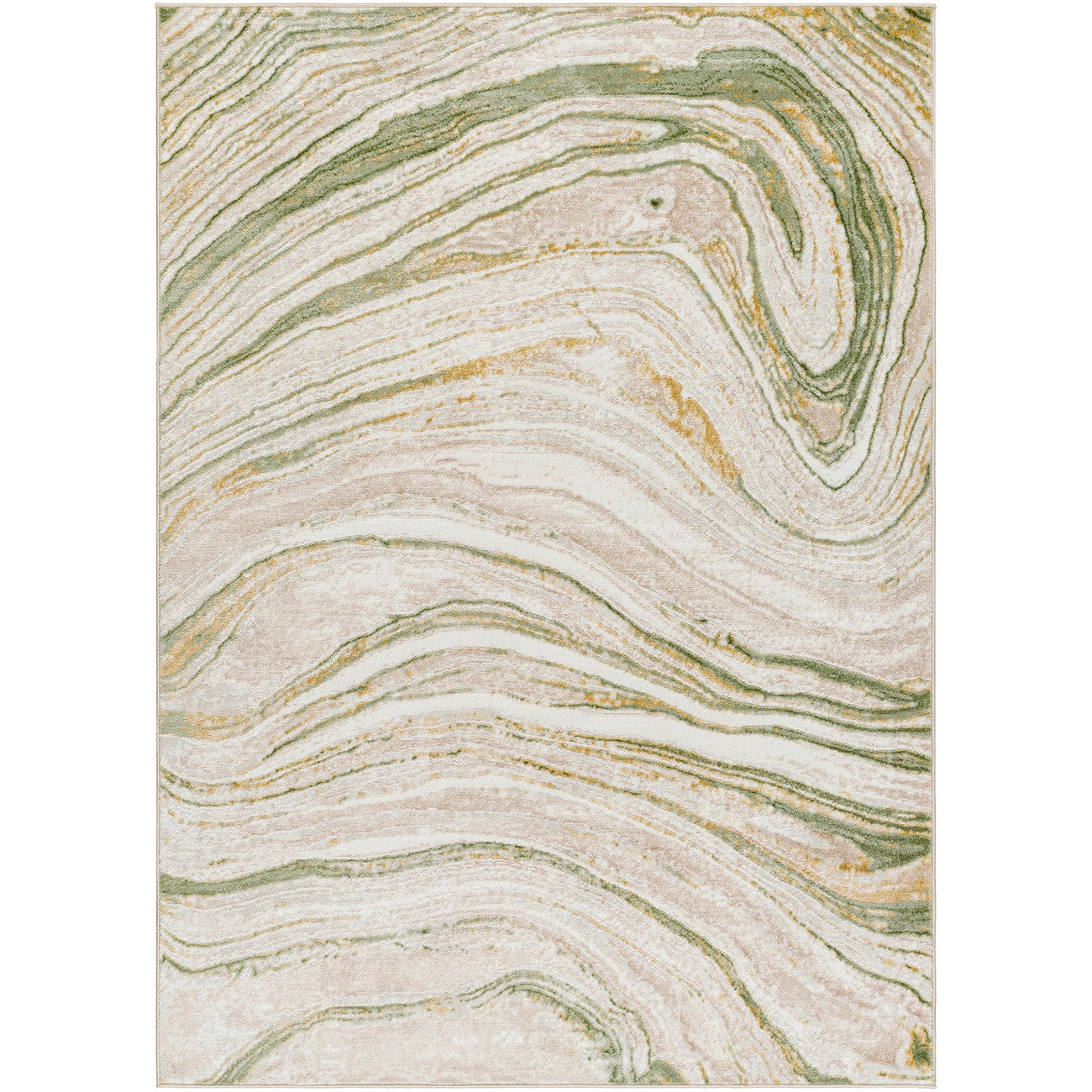 MAKAYLA Abstract Modern Marble Moss/Beige Area Rug Flat