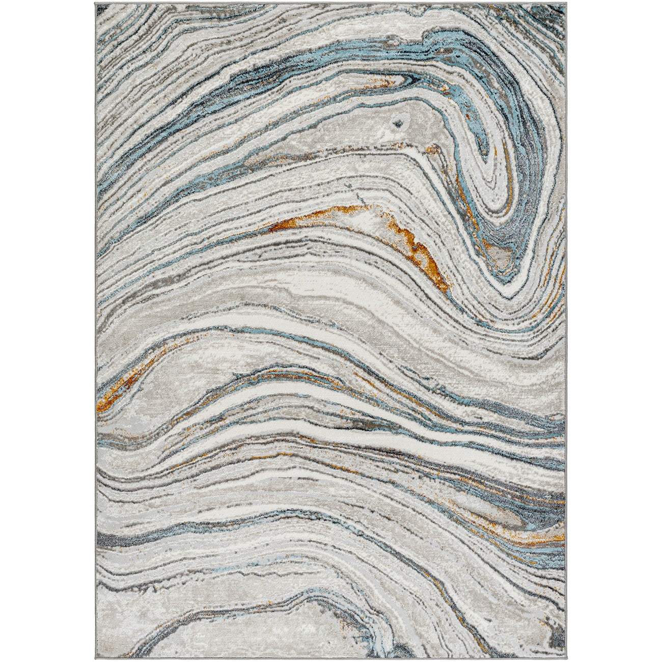 MAKAYLA Abstract Modern Marble Sky Blue/Beige Area Rug Flat