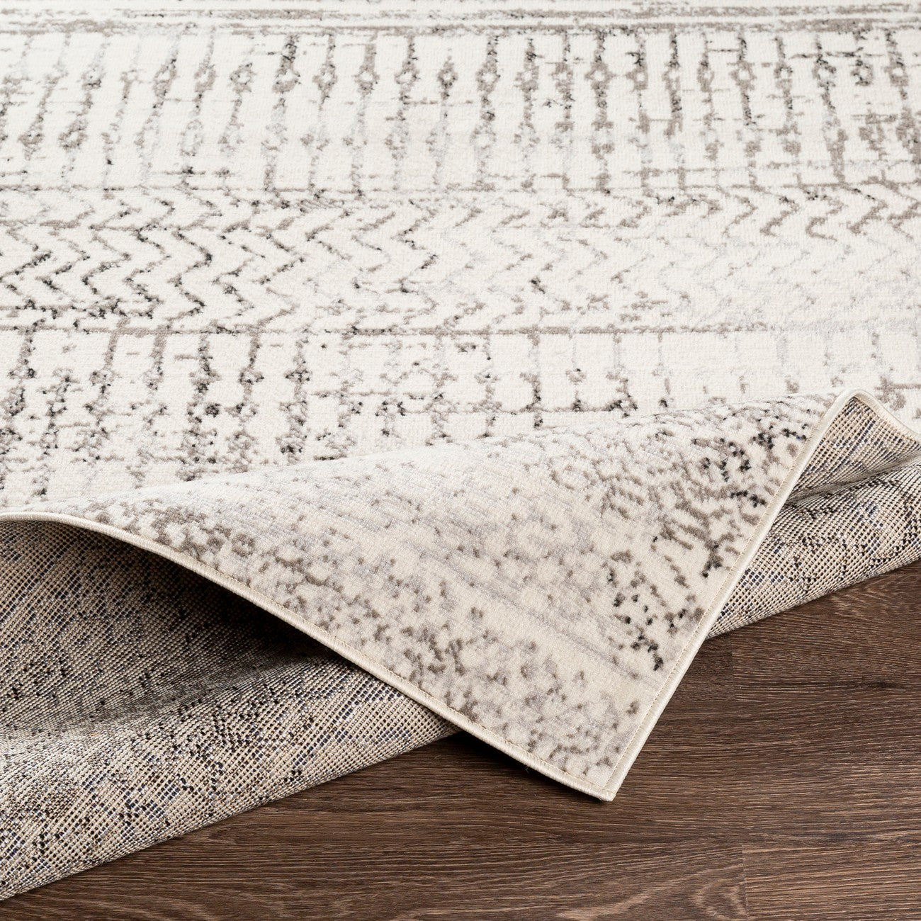 MAKIKI Scandi Global Light Grey Area Rug Fold