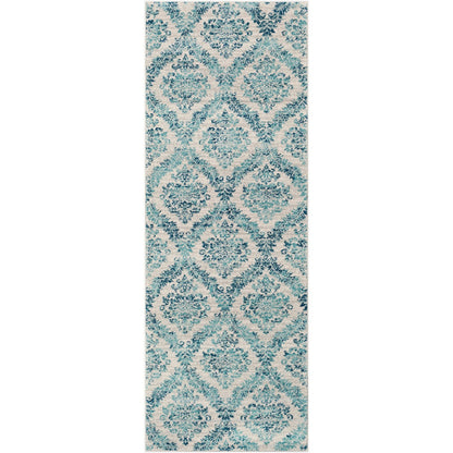 MALTI Vintage Traditional Oriental Boho Teal Area Rug Flat