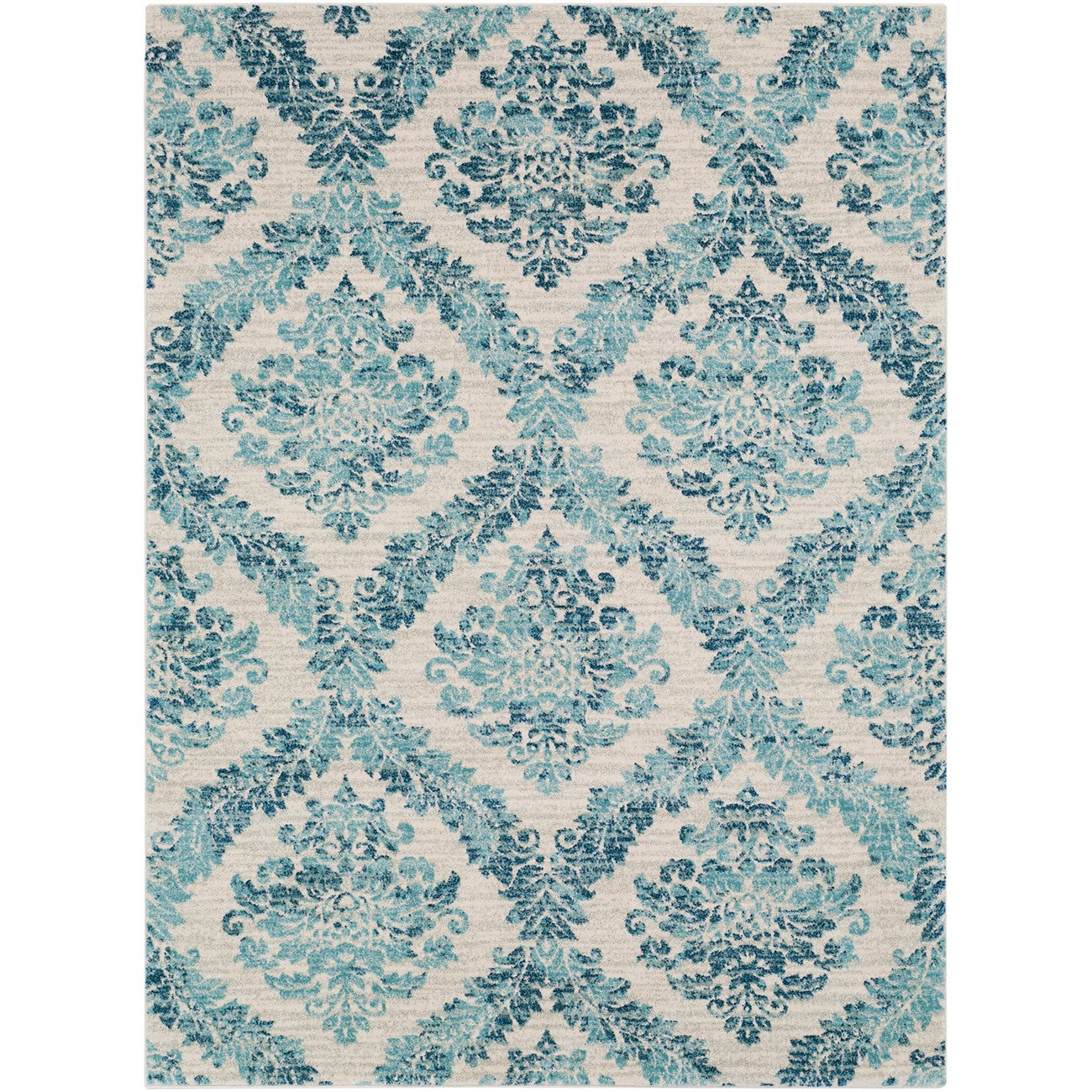 MALTI Vintage Traditional Oriental Boho Teal Area Rug Flat