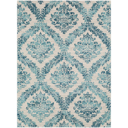 MALTI Vintage Traditional Oriental Boho Teal Area Rug Flat