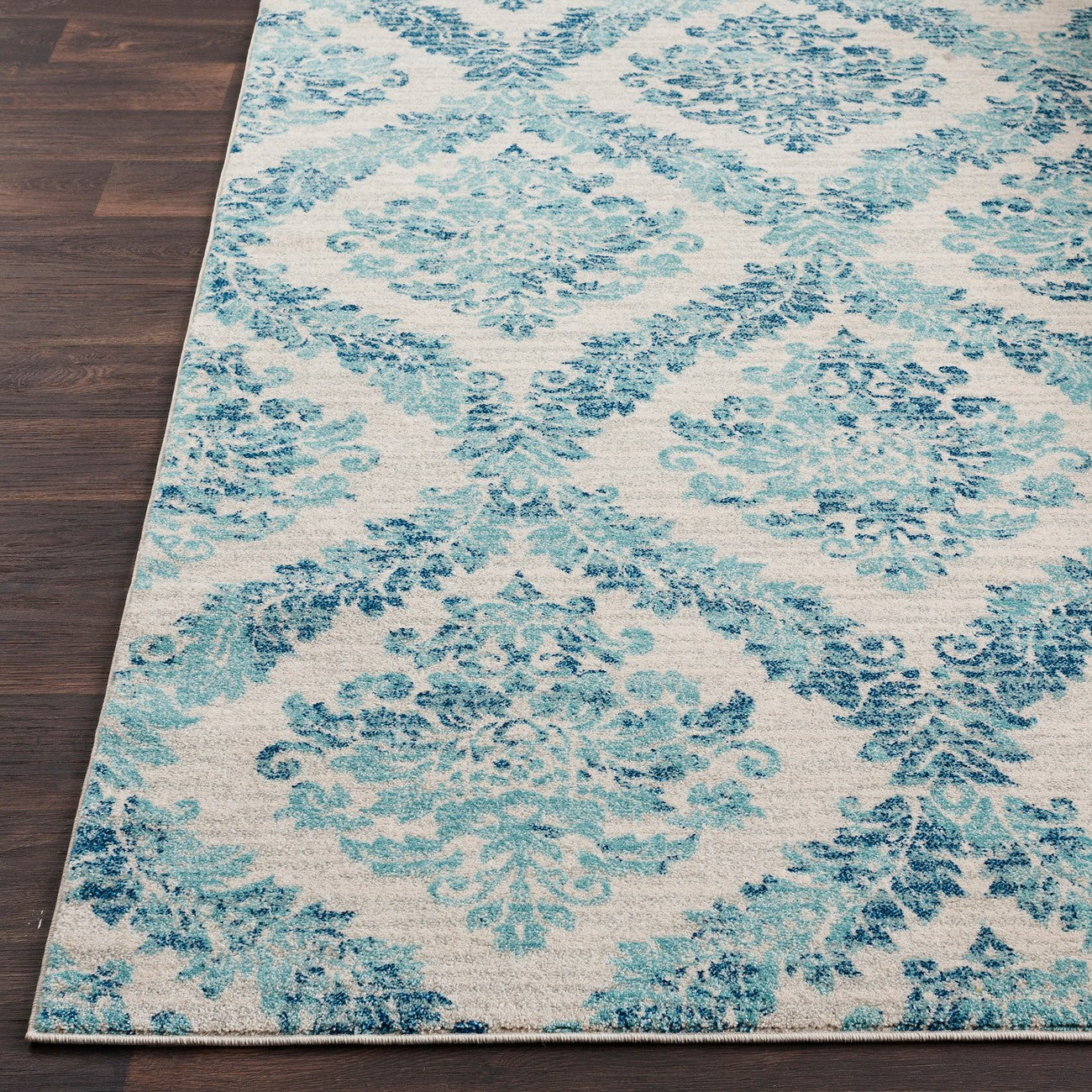 MALTI Vintage Traditional Oriental Boho Teal Area Rug Front