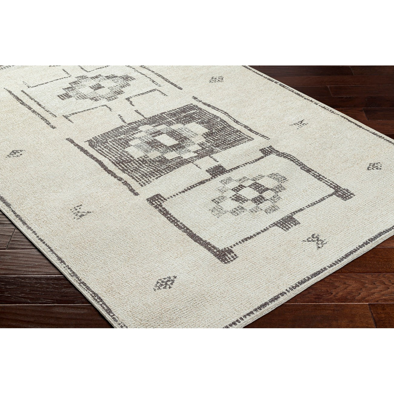 MAMTA Becki Owens x Livabliss Global Berber Charcoal/Beige Area Rug Corner
