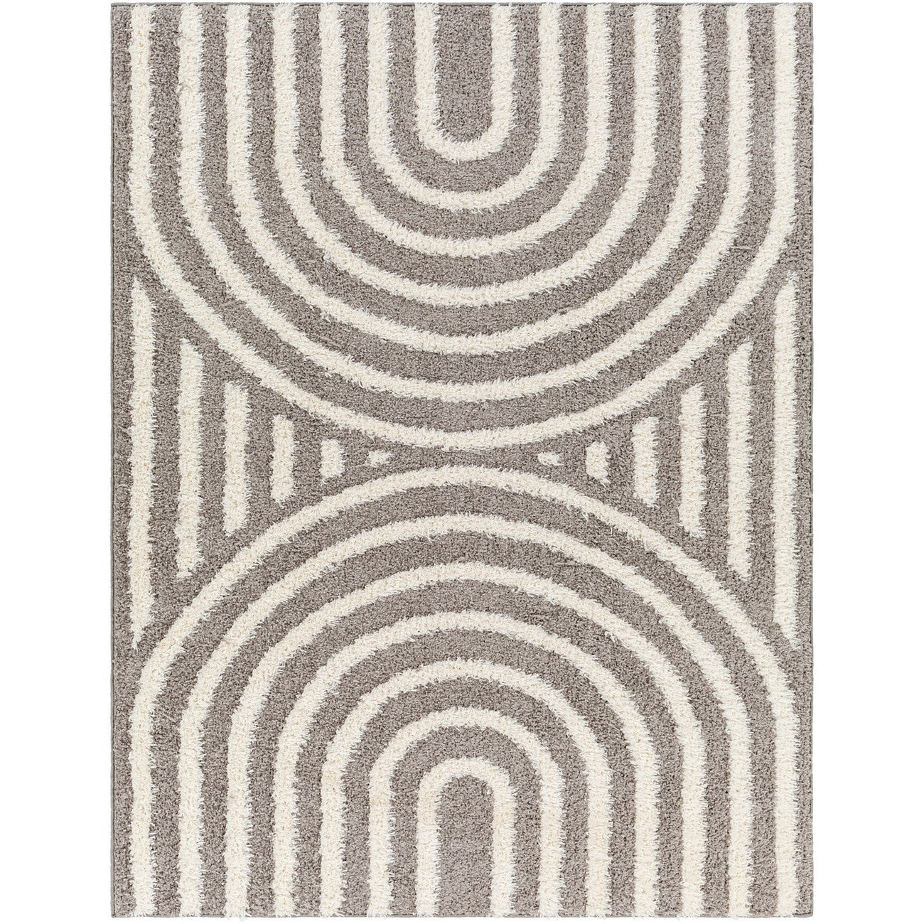 MARAVA Shaggy Modern Plush Pile Charcoal Area Rug Flat