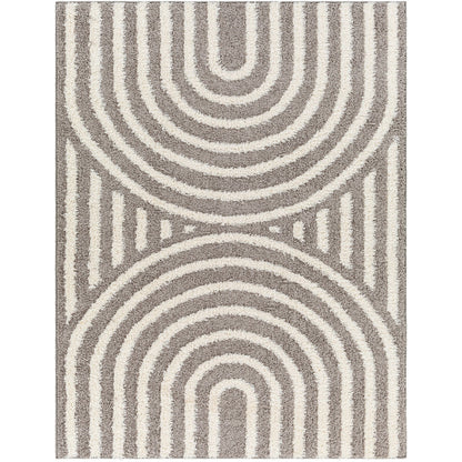 MARAVA Shaggy Modern Plush Pile Charcoal Area Rug Flat