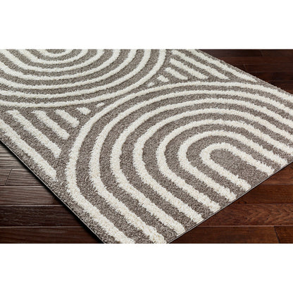 MARAVA Shaggy Modern Plush Pile Charcoal Area Rug Corner
