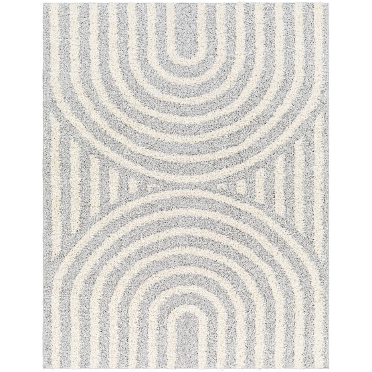 MARAVA Shaggy Modern Plush Pile Grey Area Rug Flat