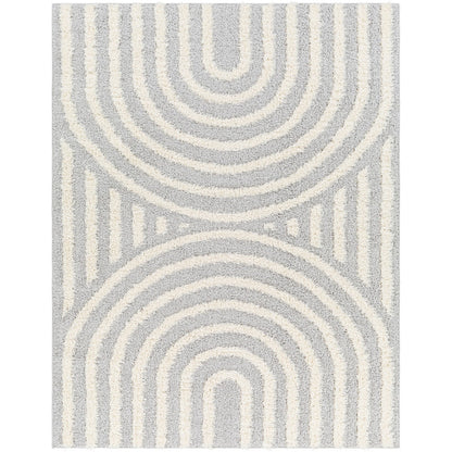 MARAVA Shaggy Modern Plush Pile Grey Area Rug Flat