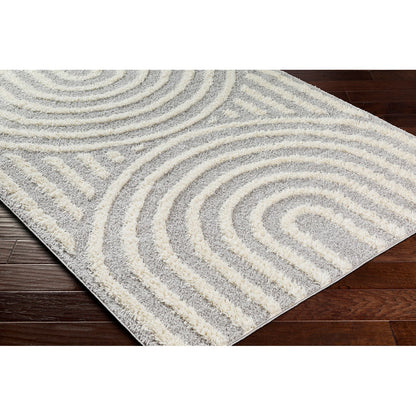 MARAVA Shaggy Modern Plush Pile Grey Area Rug Corner