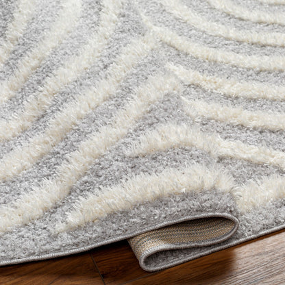 MARAVA Shaggy Modern Plush Pile Grey Area Rug Fold