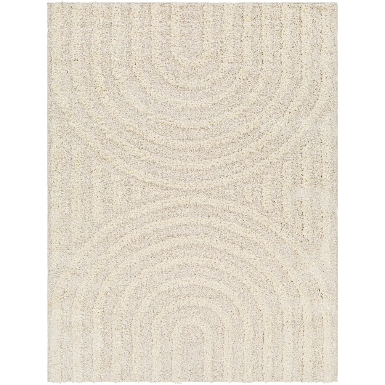 MARAVA Shaggy Modern Plush Pile Light Grey Area Rug Flat
