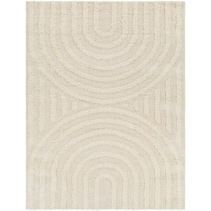 MARAVA Shaggy Modern Plush Pile Light Grey Area Rug Flat
