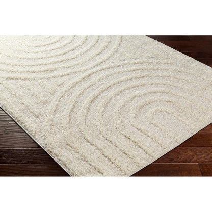 MARAVA Shaggy Modern Plush Pile Light Grey Area Rug Corner
