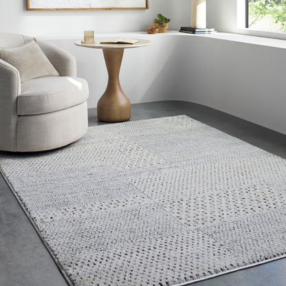 MARJOLAINE Galey Alix x Livabliss Modern Scandi High Pile Ivory/Black Area Rug Roomscene