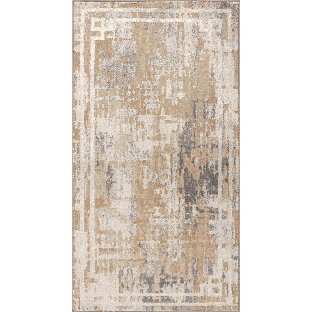 MARTINA Abstract Modern Marble Beige/White Area Rug Flat