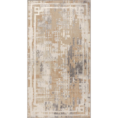 MARTINA Abstract Modern Marble Beige/White Area Rug Flat