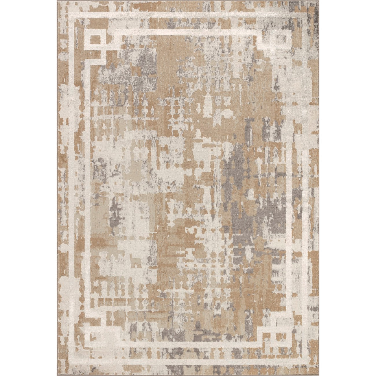 MARTINA Abstract Modern Marble Beige/White Area Rug Flat