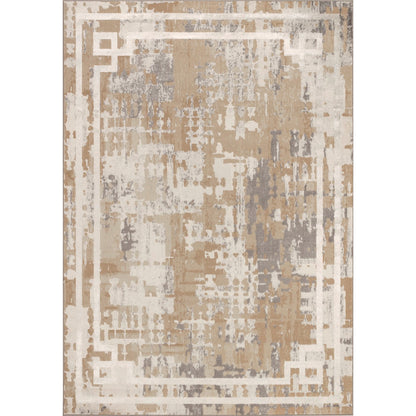 MARTINA Abstract Modern Marble Beige/White Area Rug Flat
