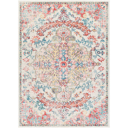 MAVERICK Vintage Traditional Oriental Boho Bright Red Area Rug Flat