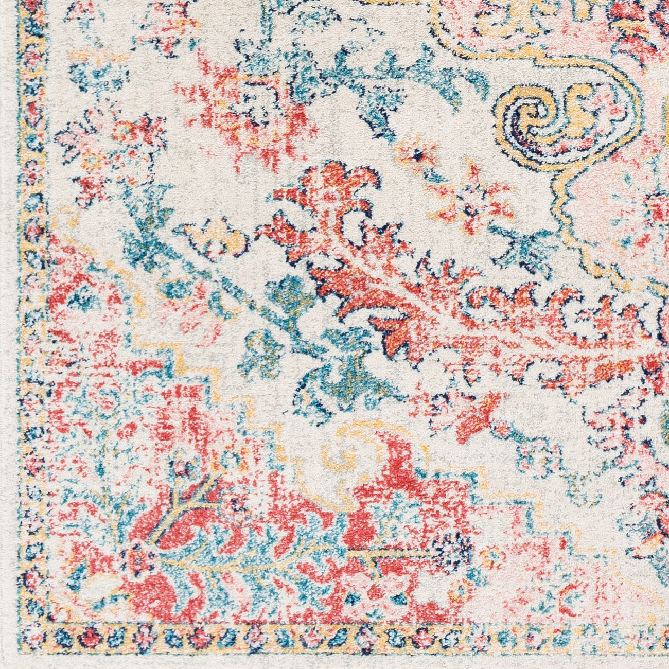 MAVERICK Vintage Traditional Oriental Boho Bright Red Area Rug Swatch