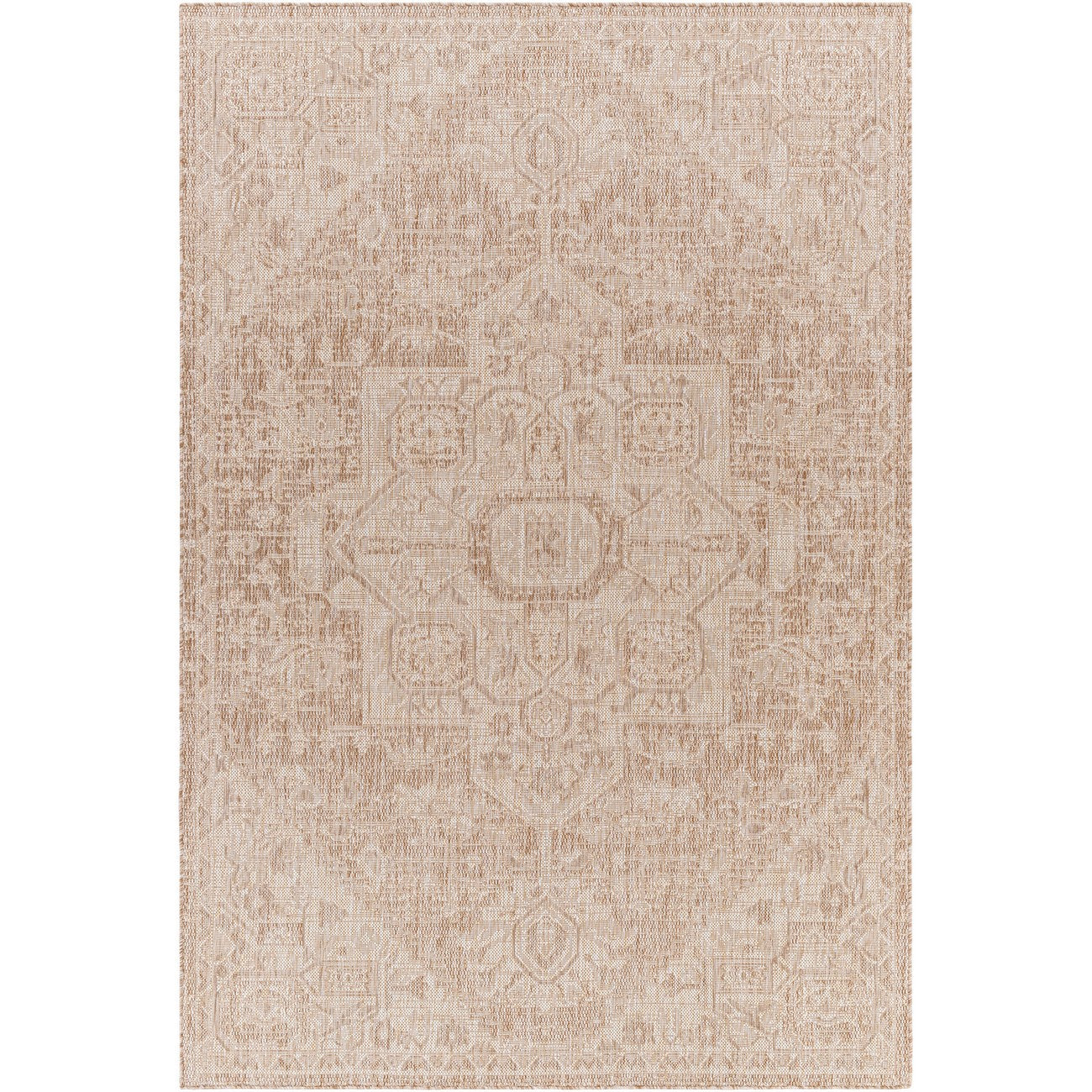 MAYA Outdoor Oriental Jute-Look Brown Area Rug Flat