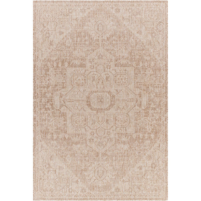 MAYA Outdoor Oriental Jute-Look Brown Area Rug Flat