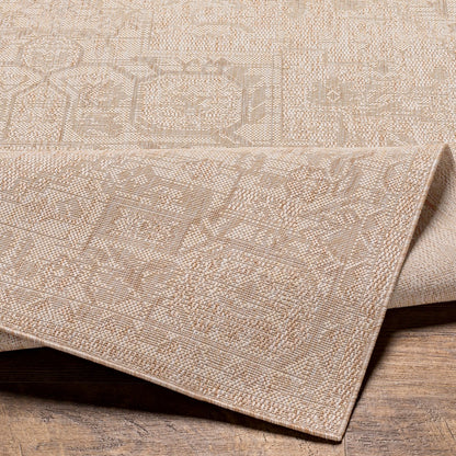 MAYA Outdoor Oriental Jute-Look Brown Area Rug Fold