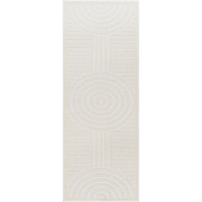 MEERA LAKE Machine Washable Modern Cream Area Rug Flat
