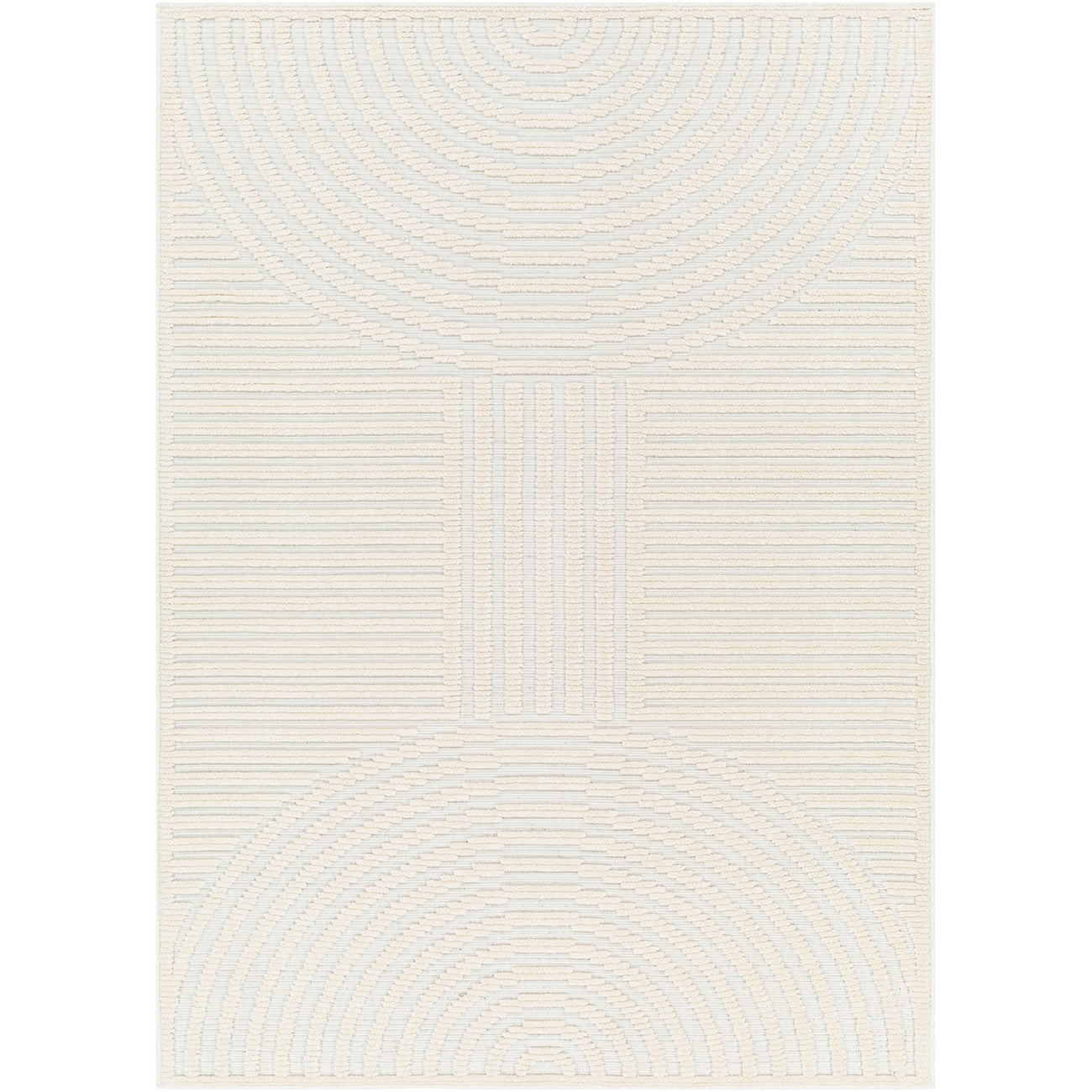 MEERA LAKE Machine Washable Modern Cream Area Rug Flat