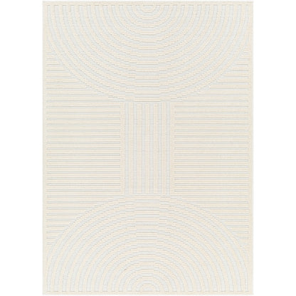 MEERA LAKE Machine Washable Modern Cream Area Rug Flat