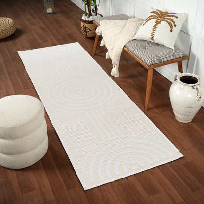 MEERA LAKE Machine Washable Modern Cream Area Rug Roomscene