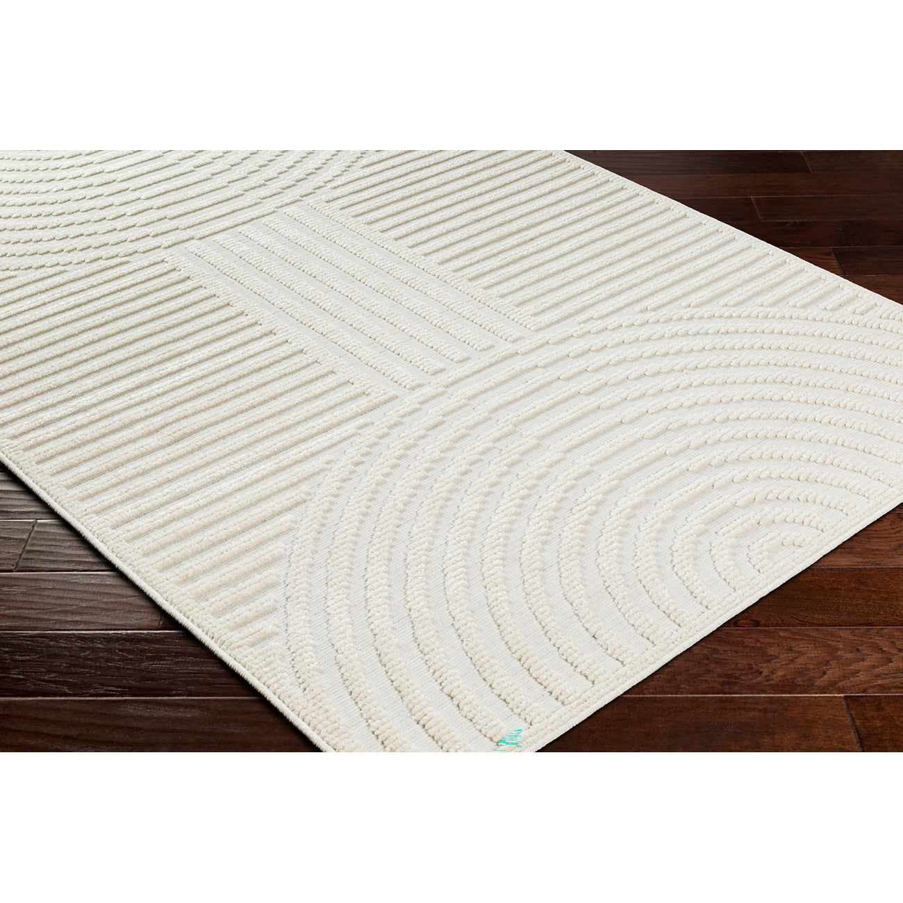 MEERA LAKE Machine Washable Modern Cream Area Rug Corner