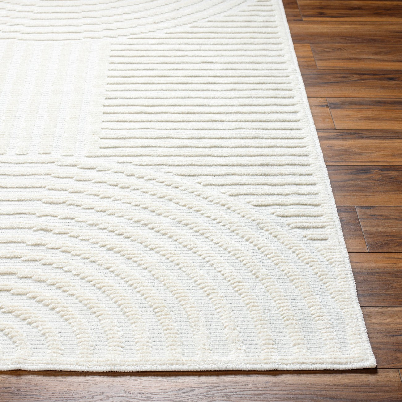 MEERA LAKE Machine Washable Modern Cream Area Rug Front