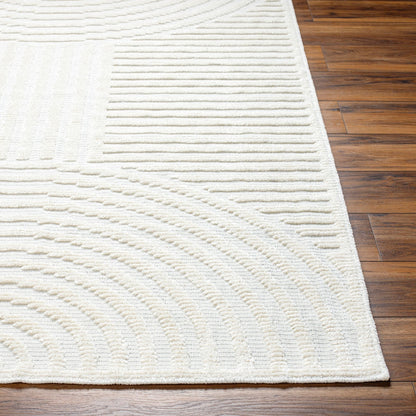 MEERA LAKE Machine Washable Modern Cream Area Rug Front
