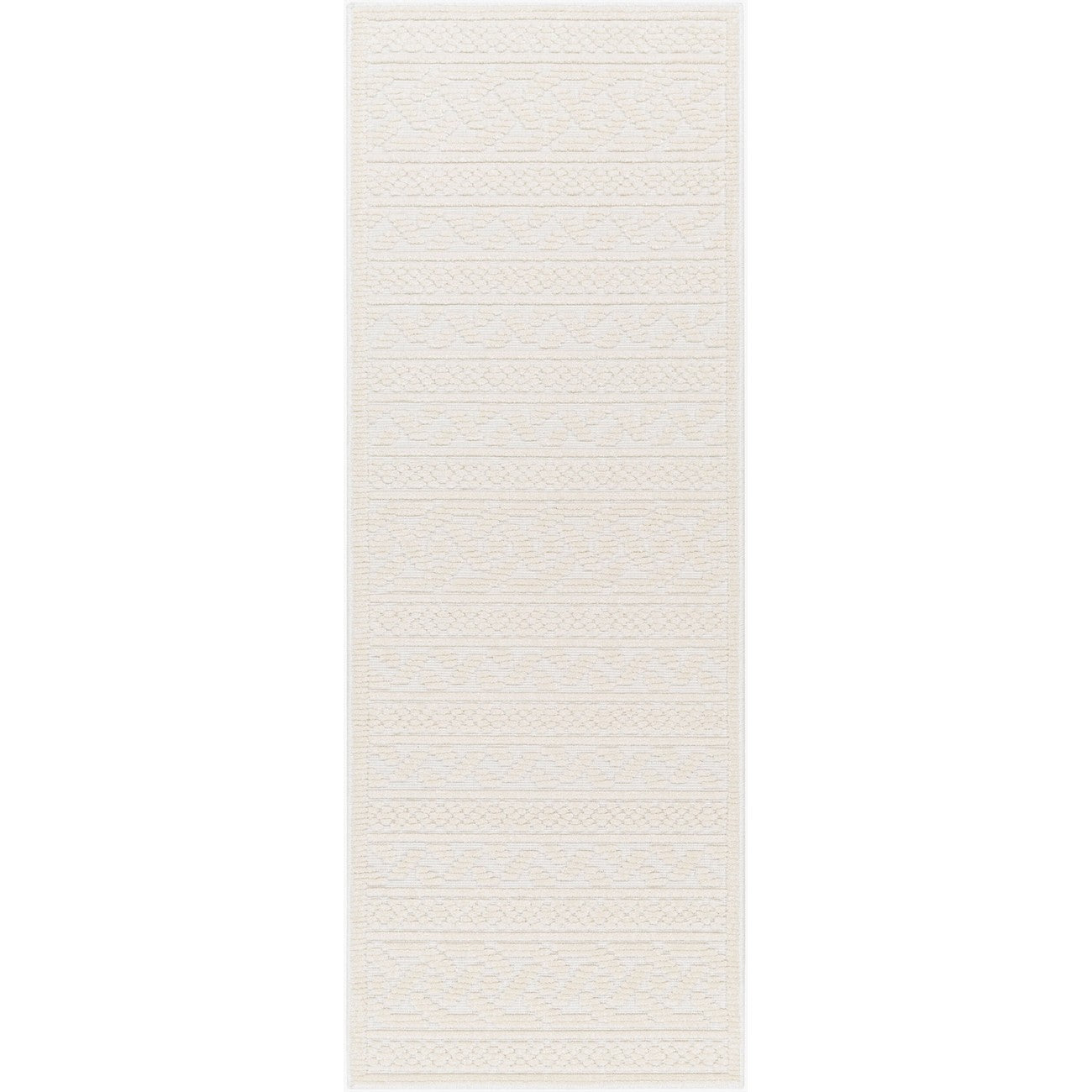 MEGHA FALLS Machine Washable Global Cream Area Rug Flat