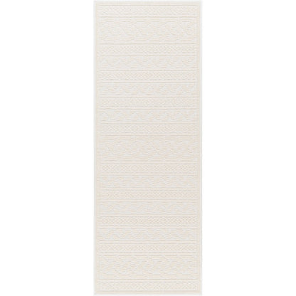 MEGHA FALLS Machine Washable Global Cream Area Rug Flat