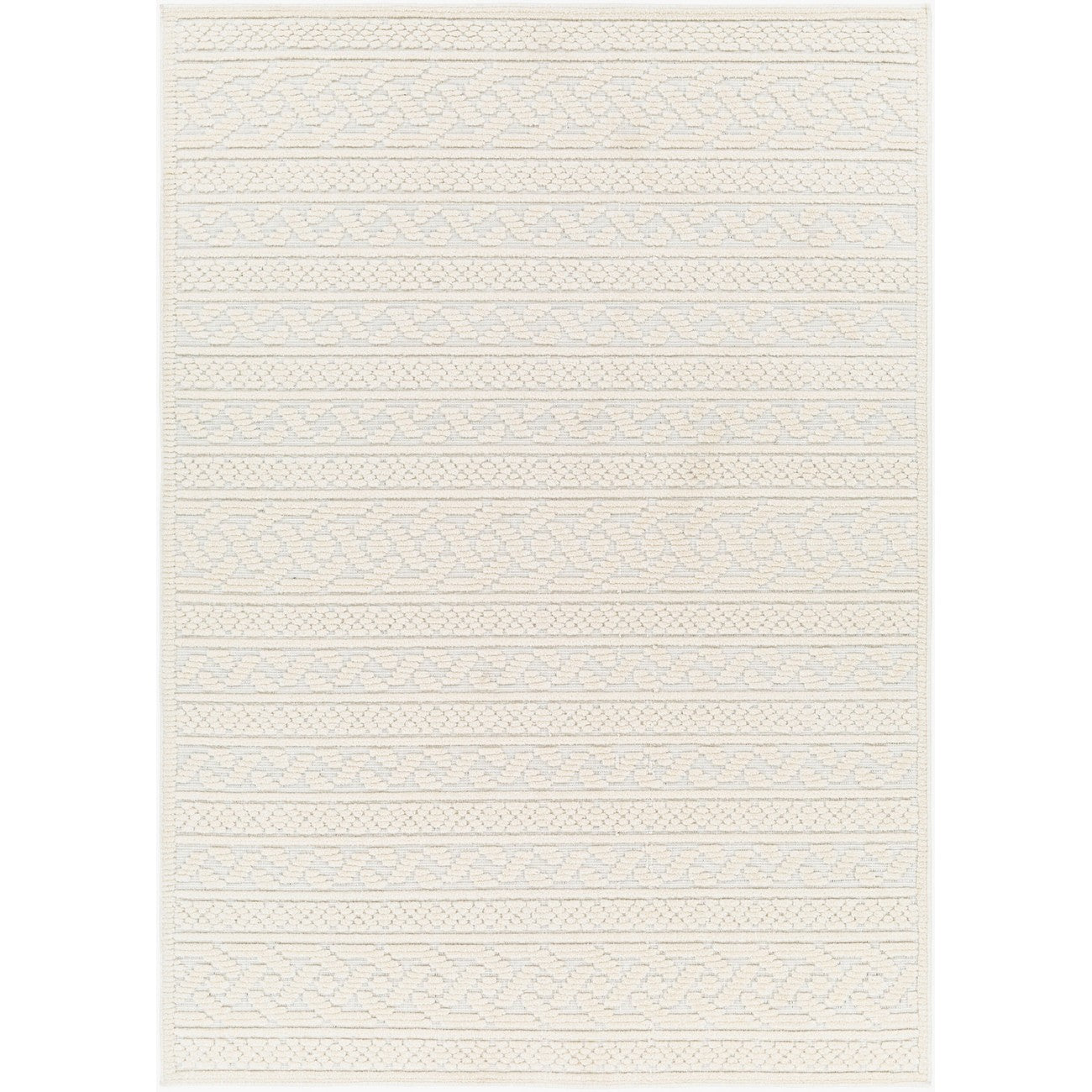 MEGHA FALLS Machine Washable Global Cream Area Rug Flat