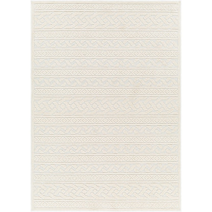MEGHA FALLS Machine Washable Global Cream Area Rug Flat