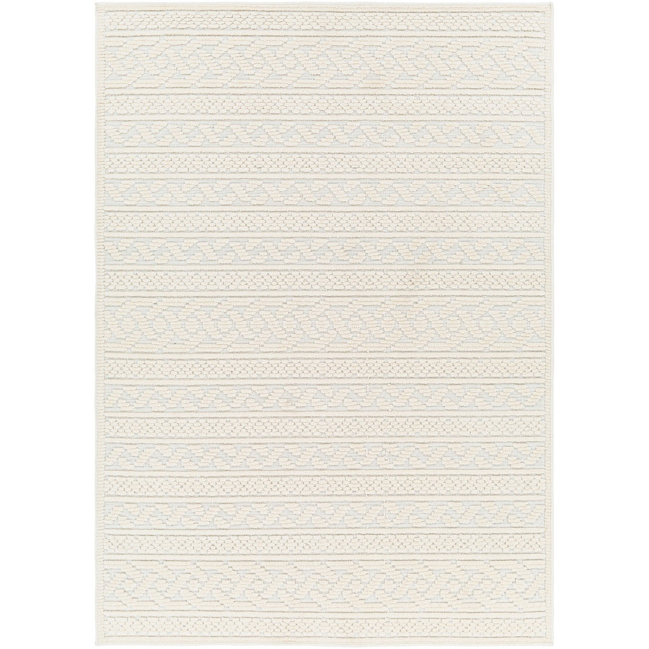 MEGHA FALLS Machine Washable Global Cream Area Rug Flat