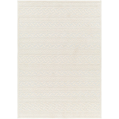 MEGHA FALLS Machine Washable Global Cream Area Rug Flat