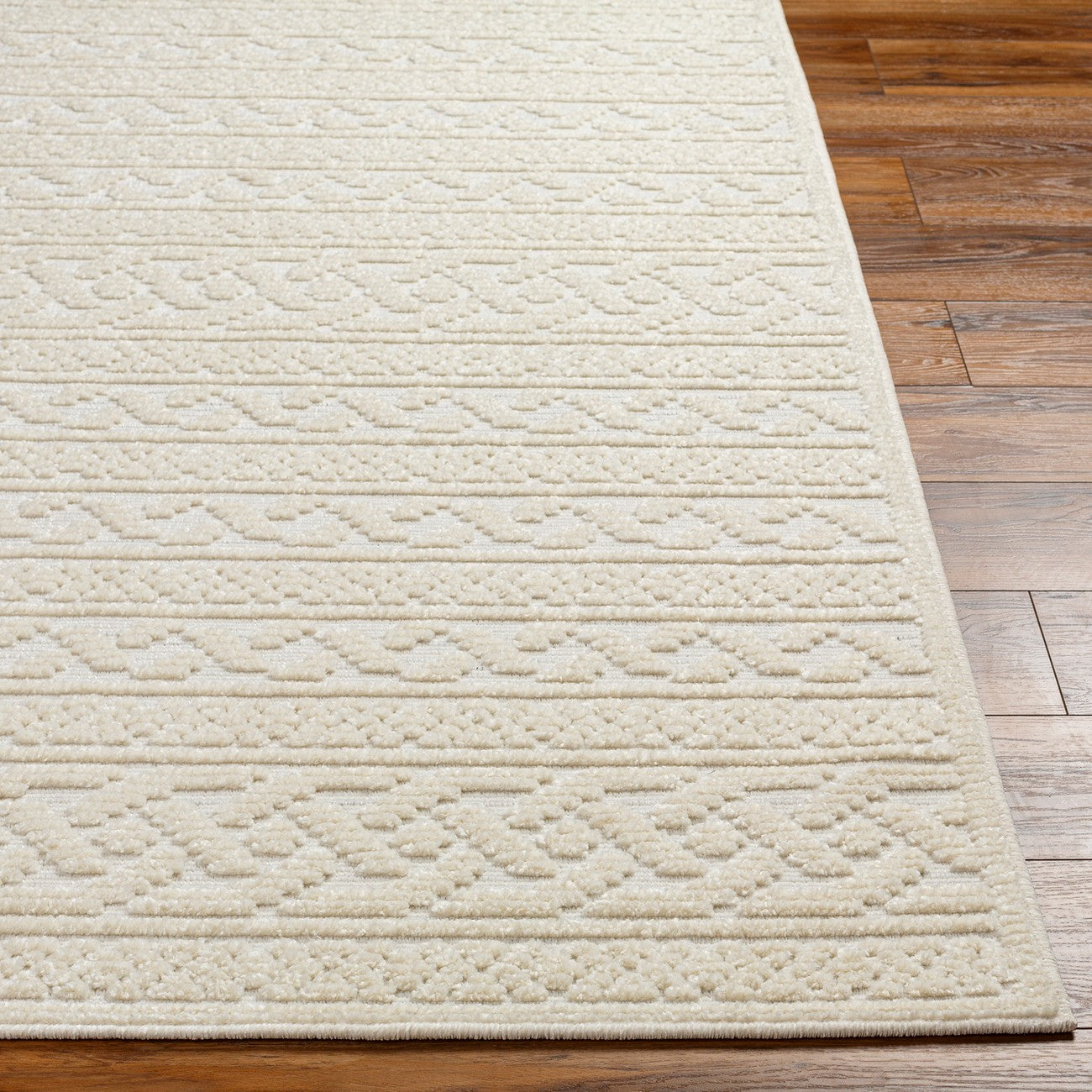 MEGHA FALLS Machine Washable Global Cream Area Rug Front