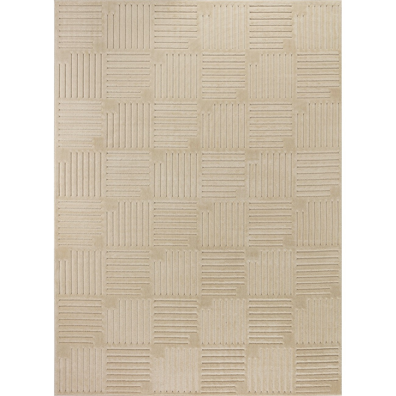 MIDORI Indoor & Outdoor Scandi Modern Beige Area Rug Flat