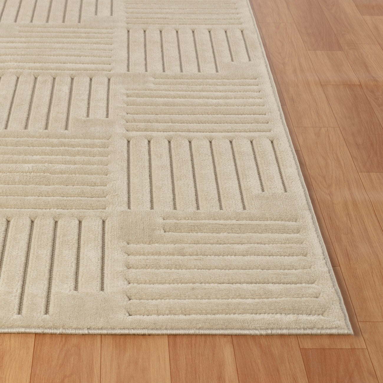 MIDORI Indoor & Outdoor Scandi Modern Beige Area Rug Front