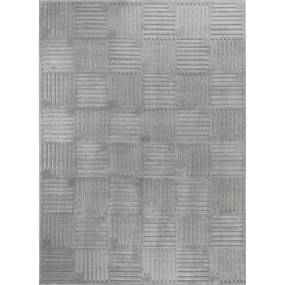 MIDORI Indoor & Outdoor Scandi Modern Grey Area Rug Flat